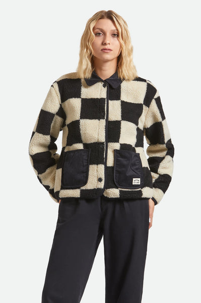 Delilah Sherpa Jacket - Black/Natural Finish Line Check