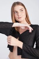 Trumpet Sleeve Cardigan - Black