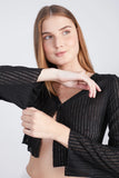 Trumpet Sleeve Cardigan - Black