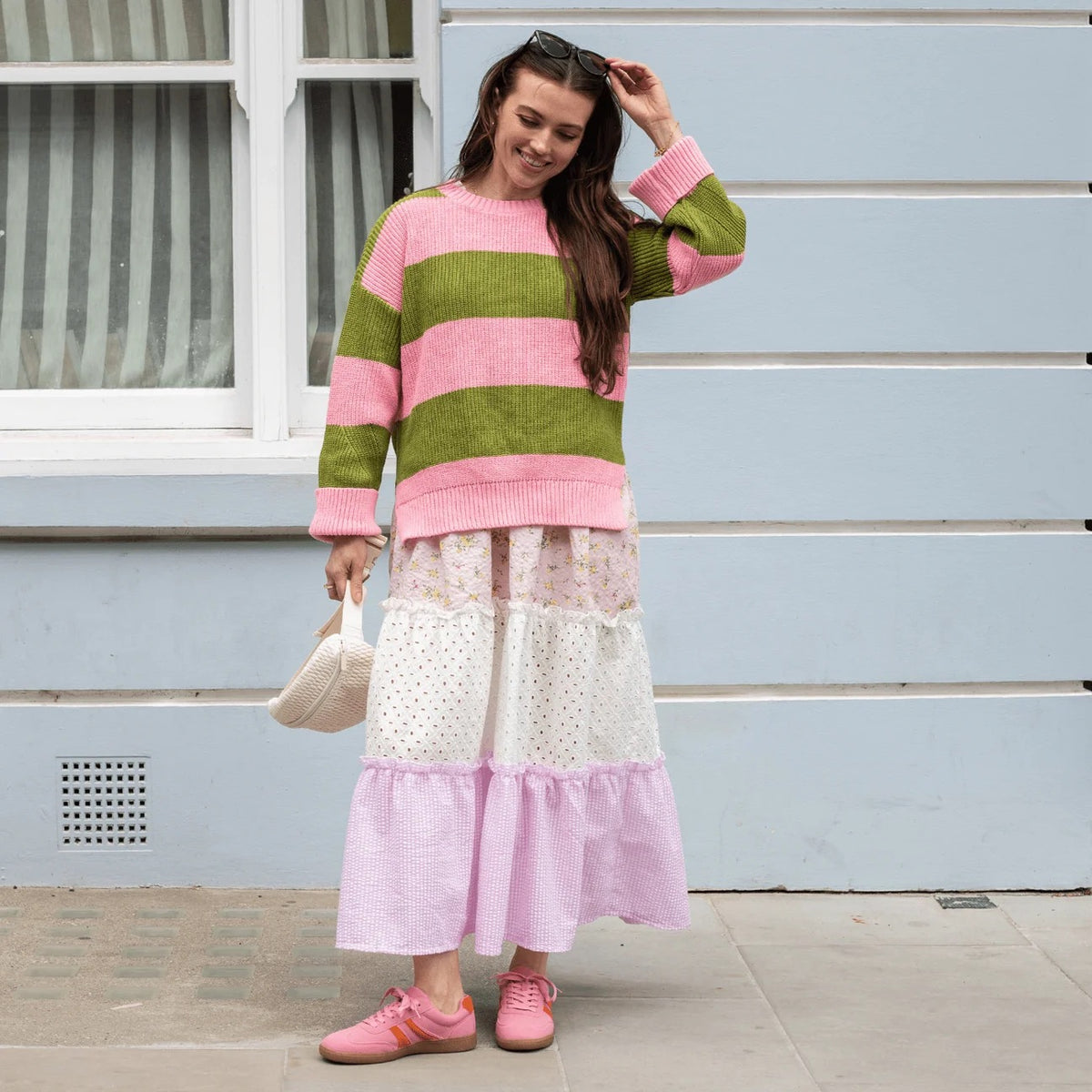 Rhiannon Stripe Jumper - Pink/Green