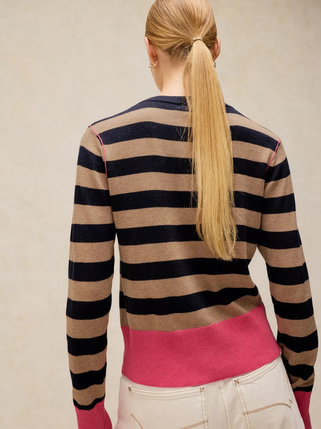 Lois Stripe Cardigan - Navy Multi