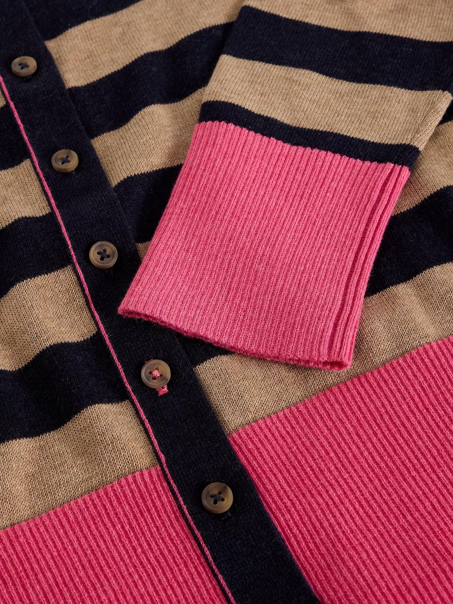 Lois Stripe Cardigan - Navy Multi