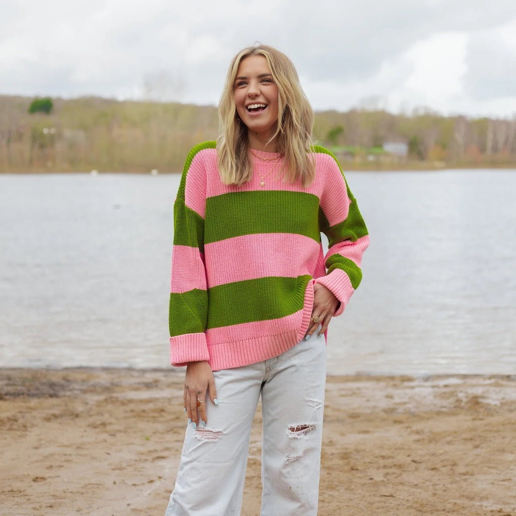 Rhiannon Stripe Jumper - Pink/Green