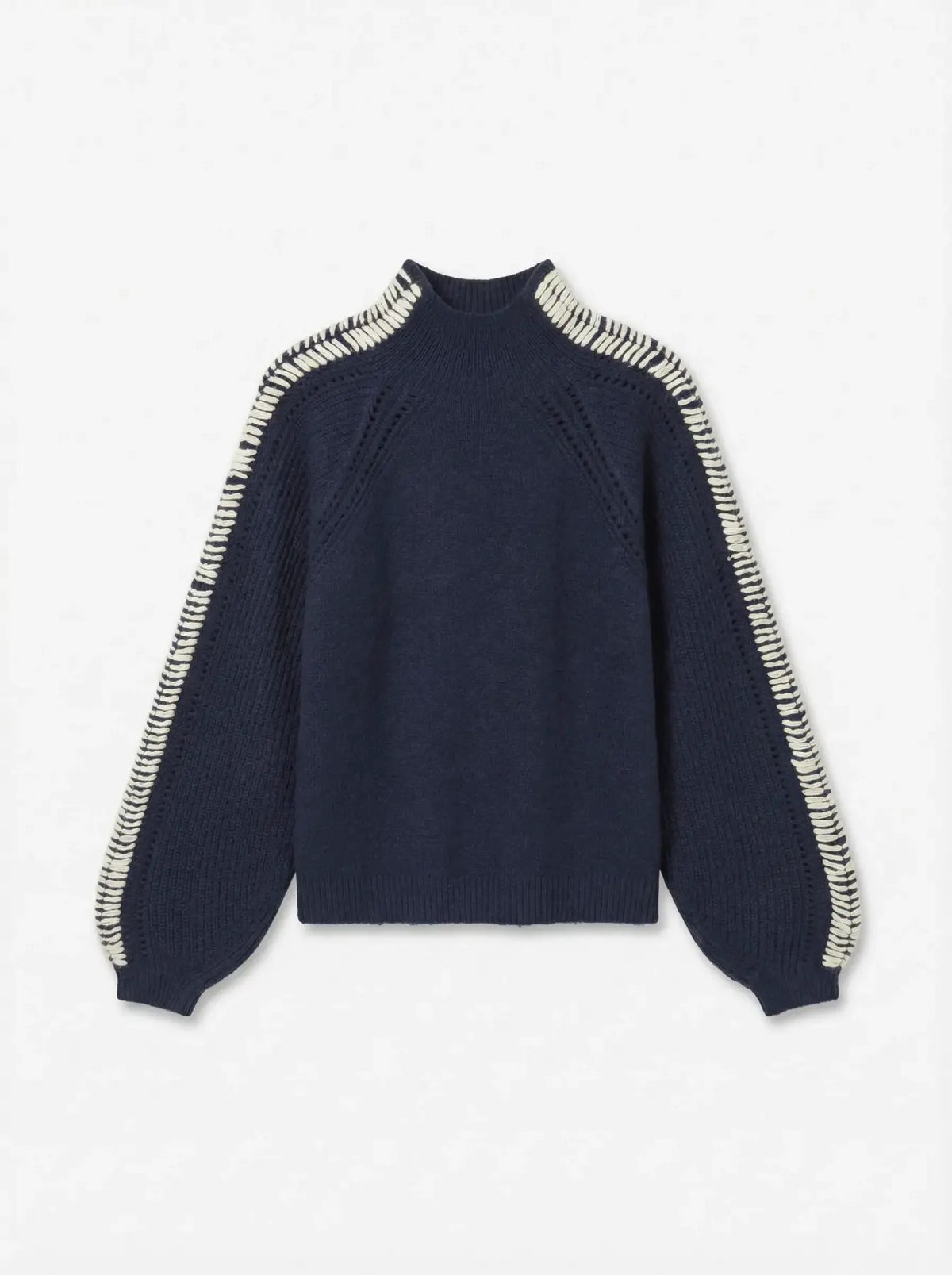 Flora Highneck Pullover - Navy Blazer/Birch