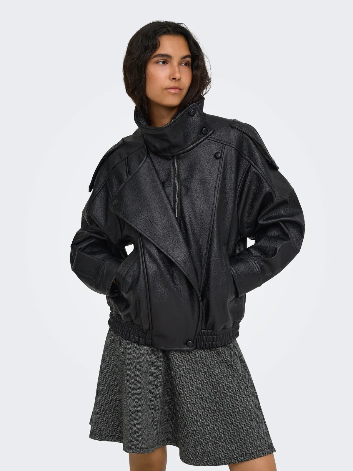 Vani Faux Leather Jacket - Black