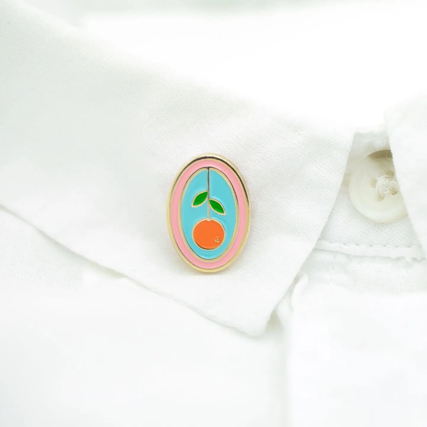 Orange Oval Enamel Pin