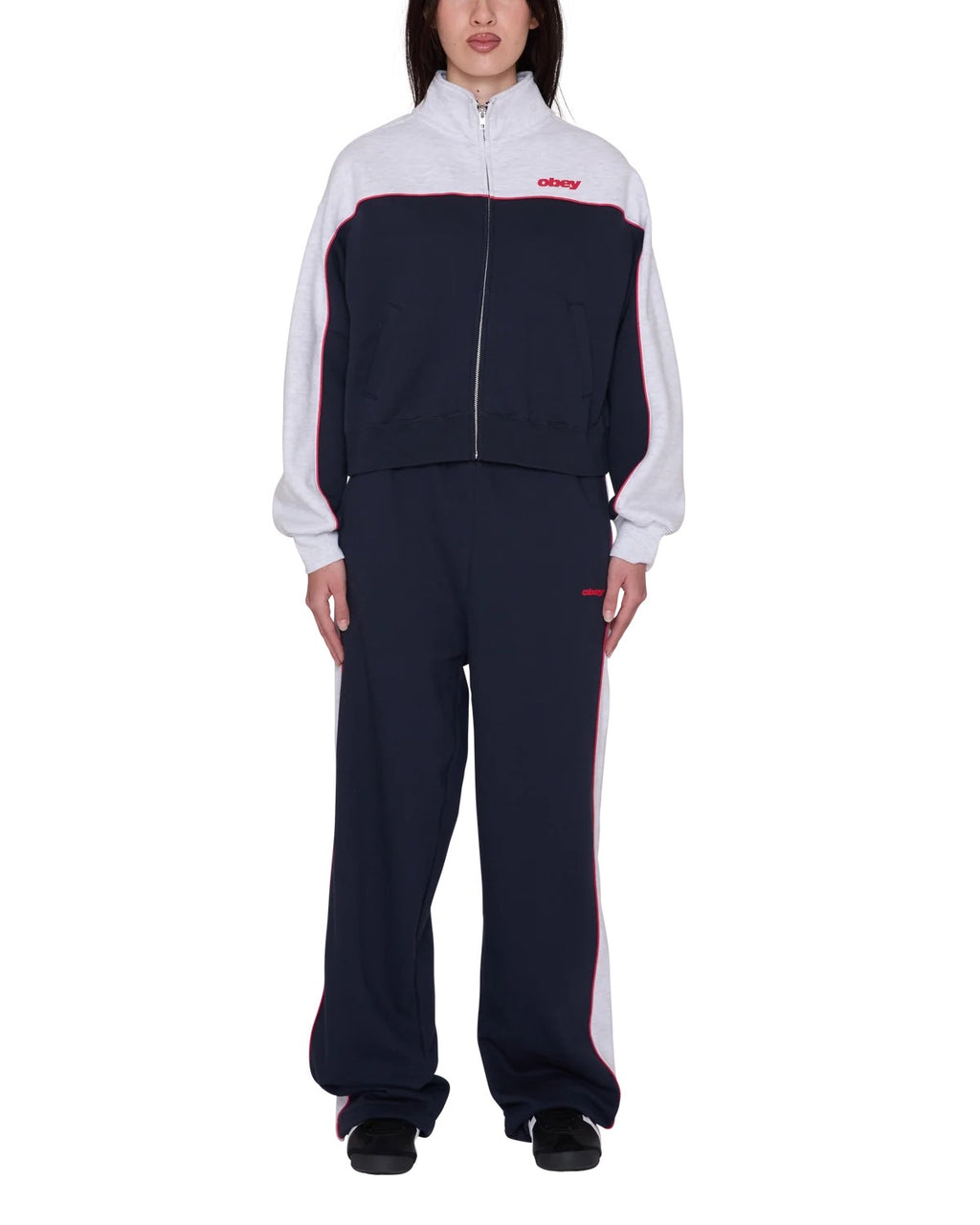 Zeno Mock Neck Zip Up - Dark Navy Multi