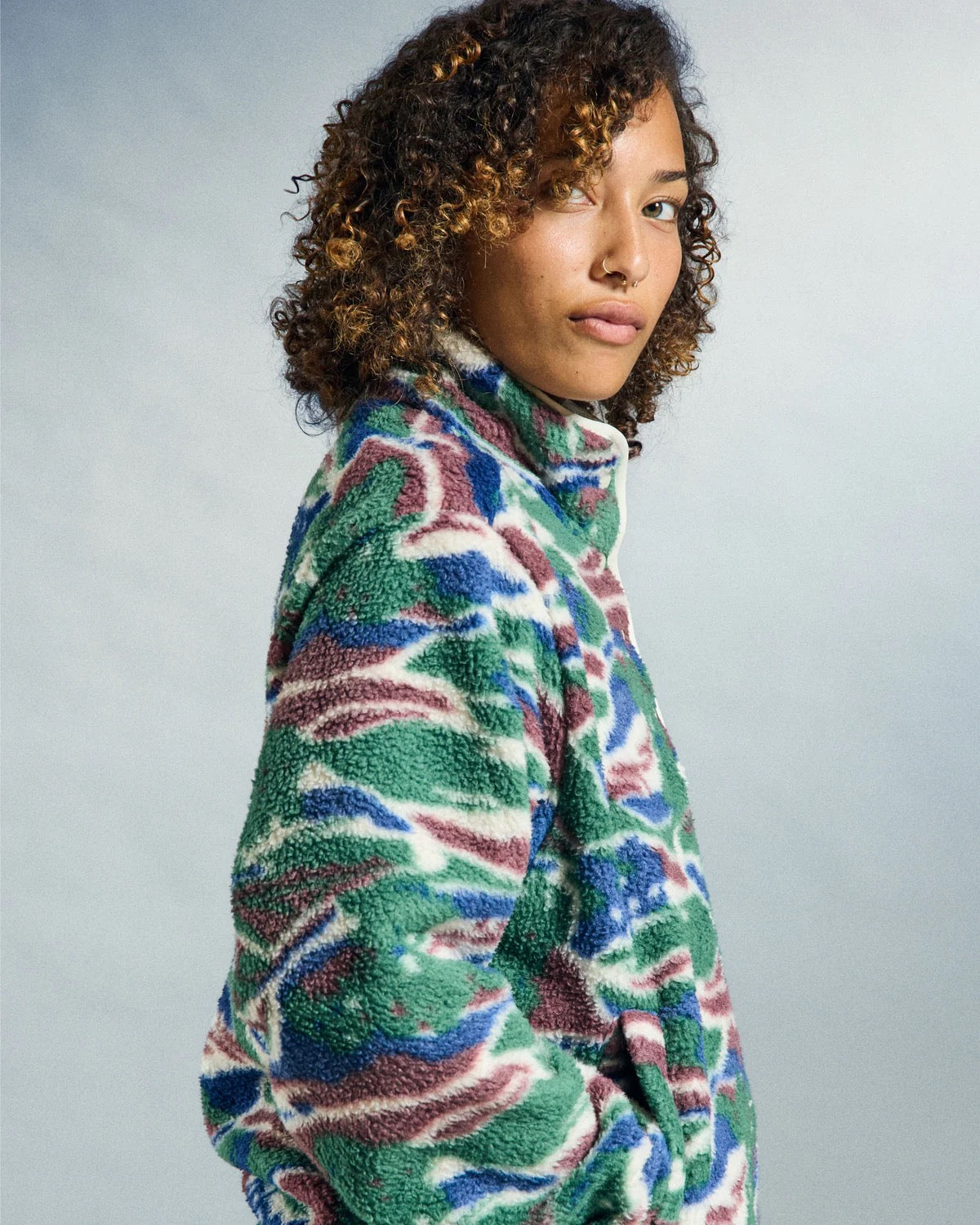 Pastures Mock Neck Pullover - Green Multi