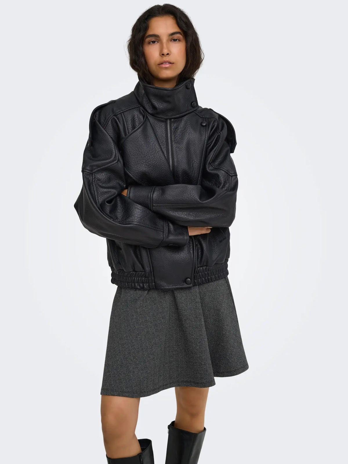 Vani Faux Leather Jacket - Black