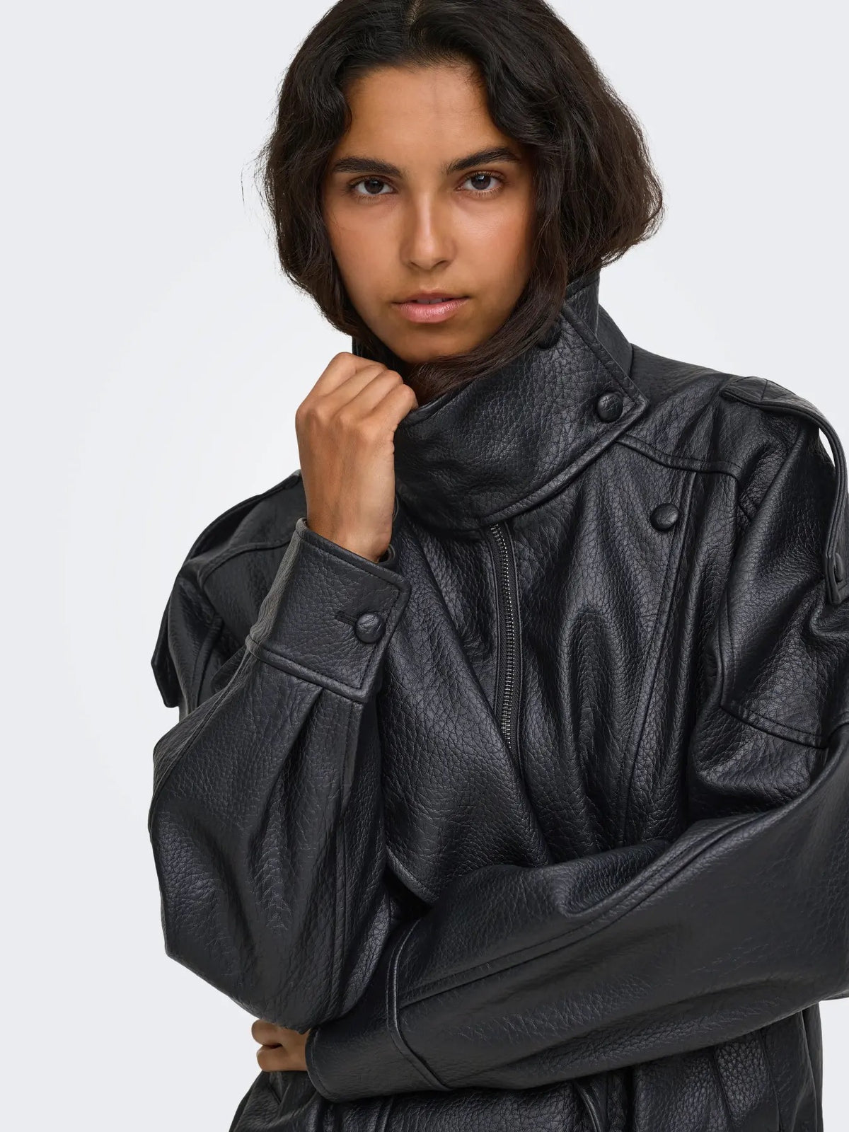 Vani Faux Leather Jacket - Black