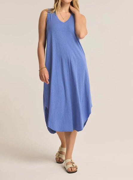 Reverie Slub Midi Dress - Blue Wave