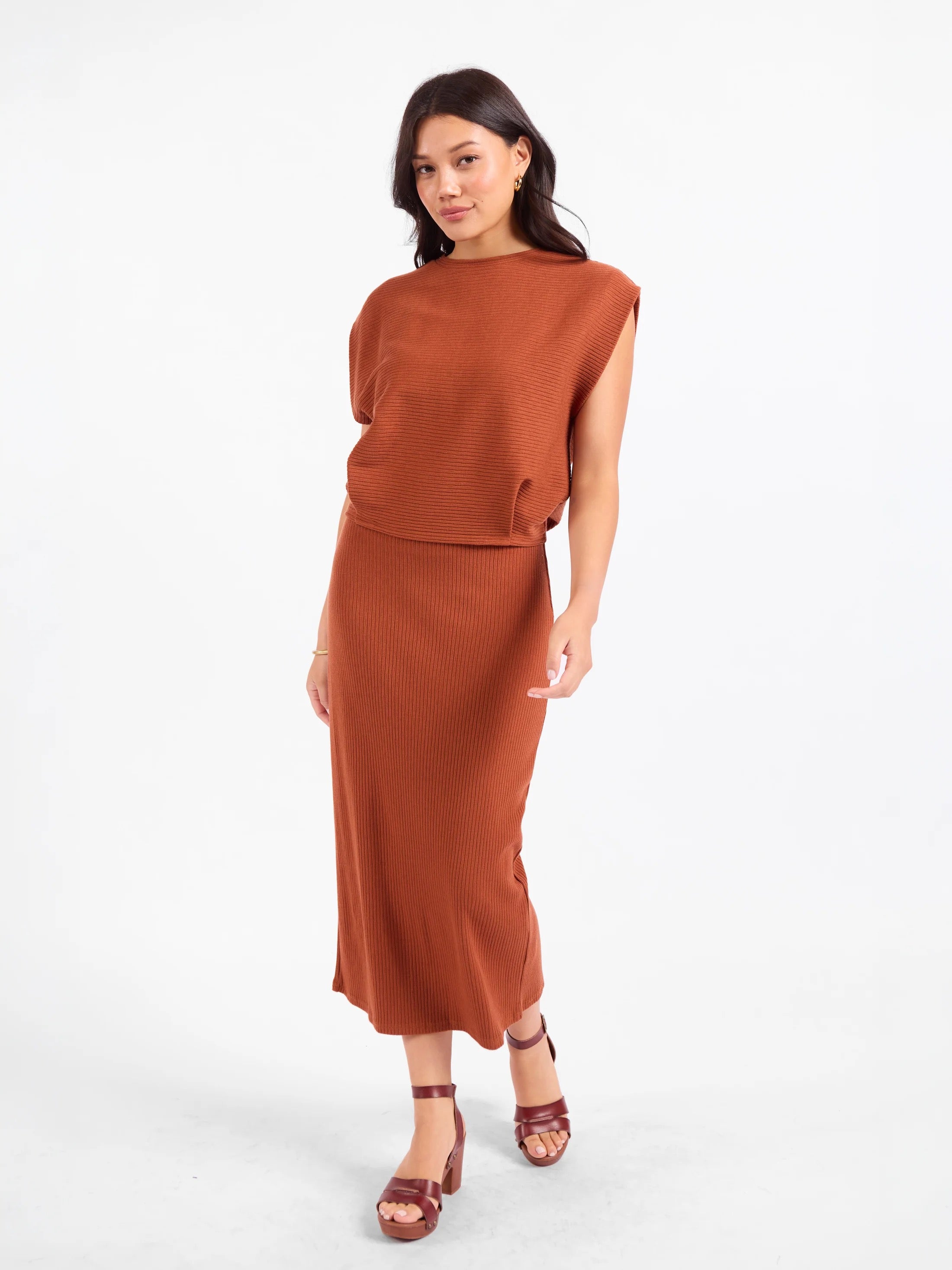 Soft Cedar Tapered Knit Top