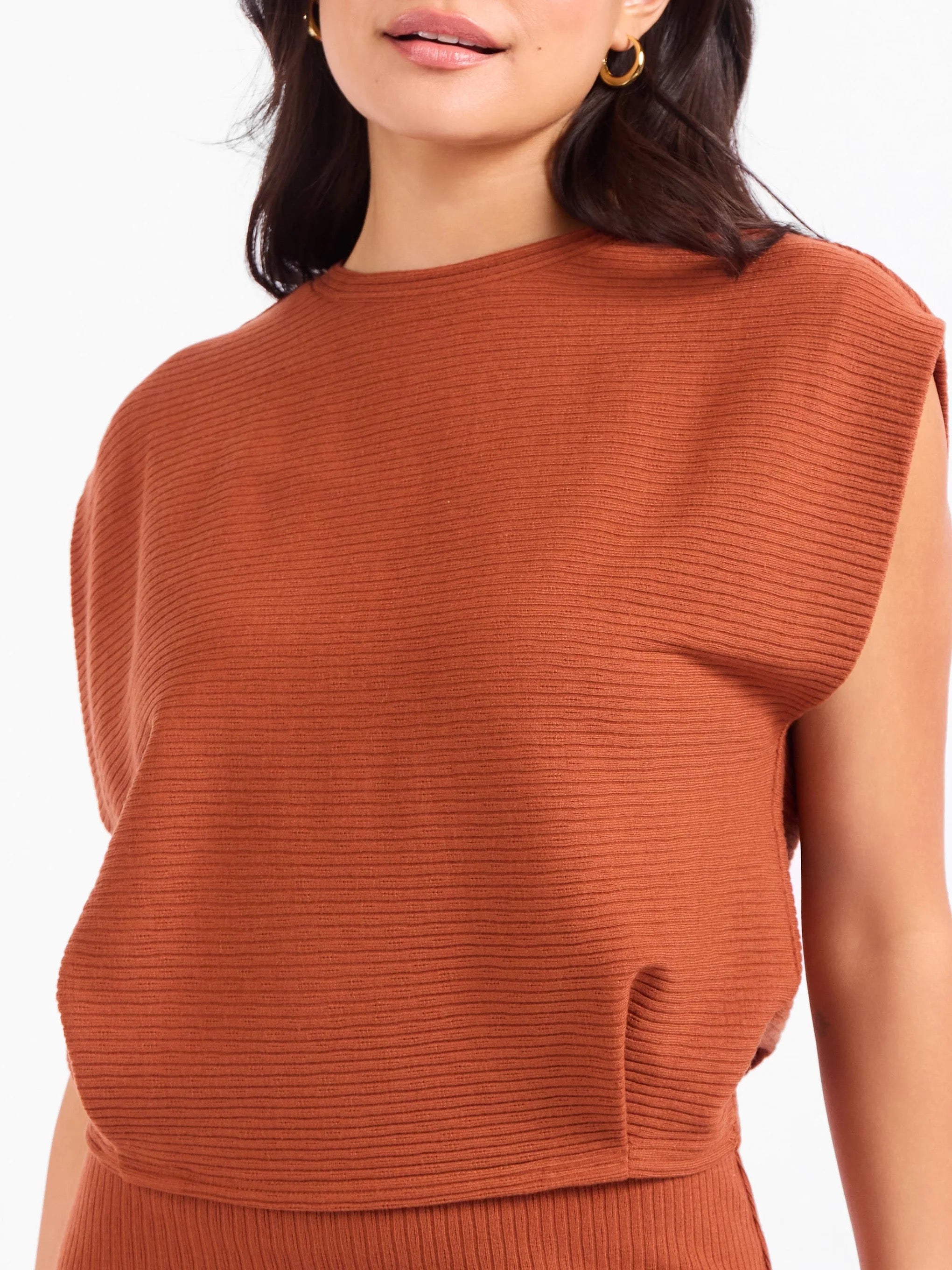 Soft Cedar Tapered Knit Top