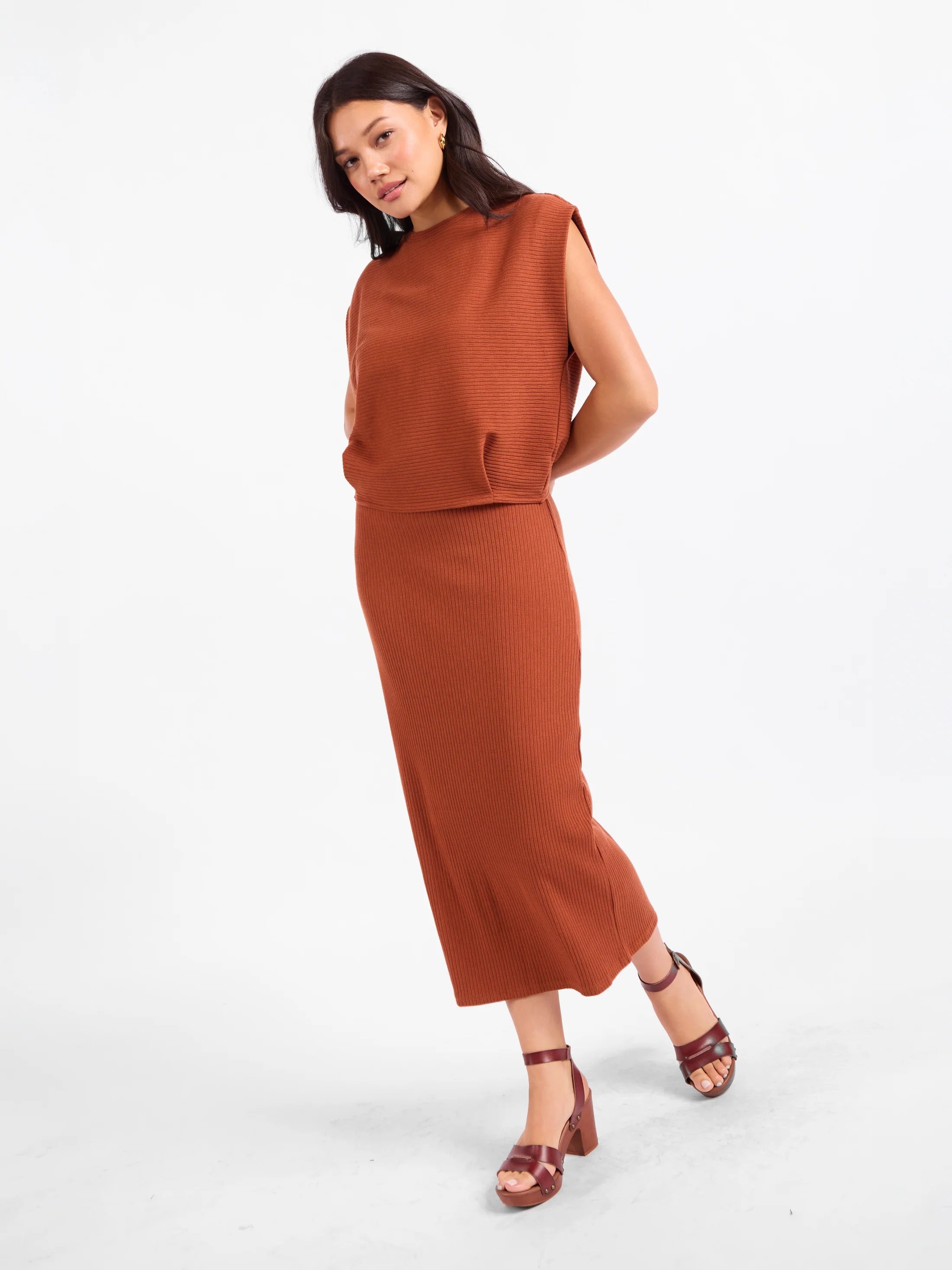 Soft Cedar Tapered Knit Top
