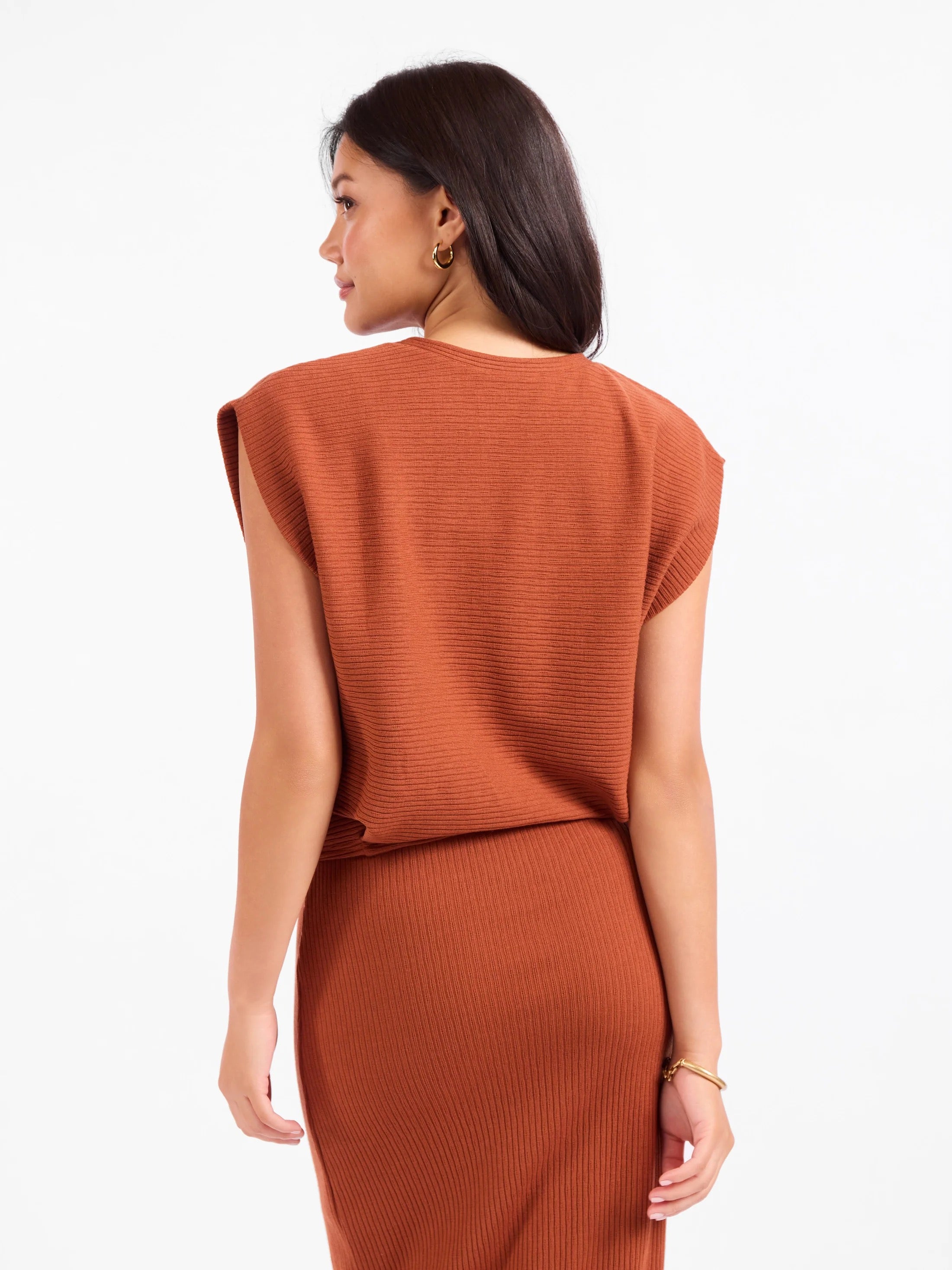 Soft Cedar Tapered Knit Top