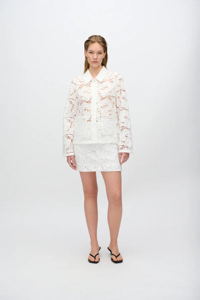 Selma Long Sleeve Lace Shirt - Coco Milk