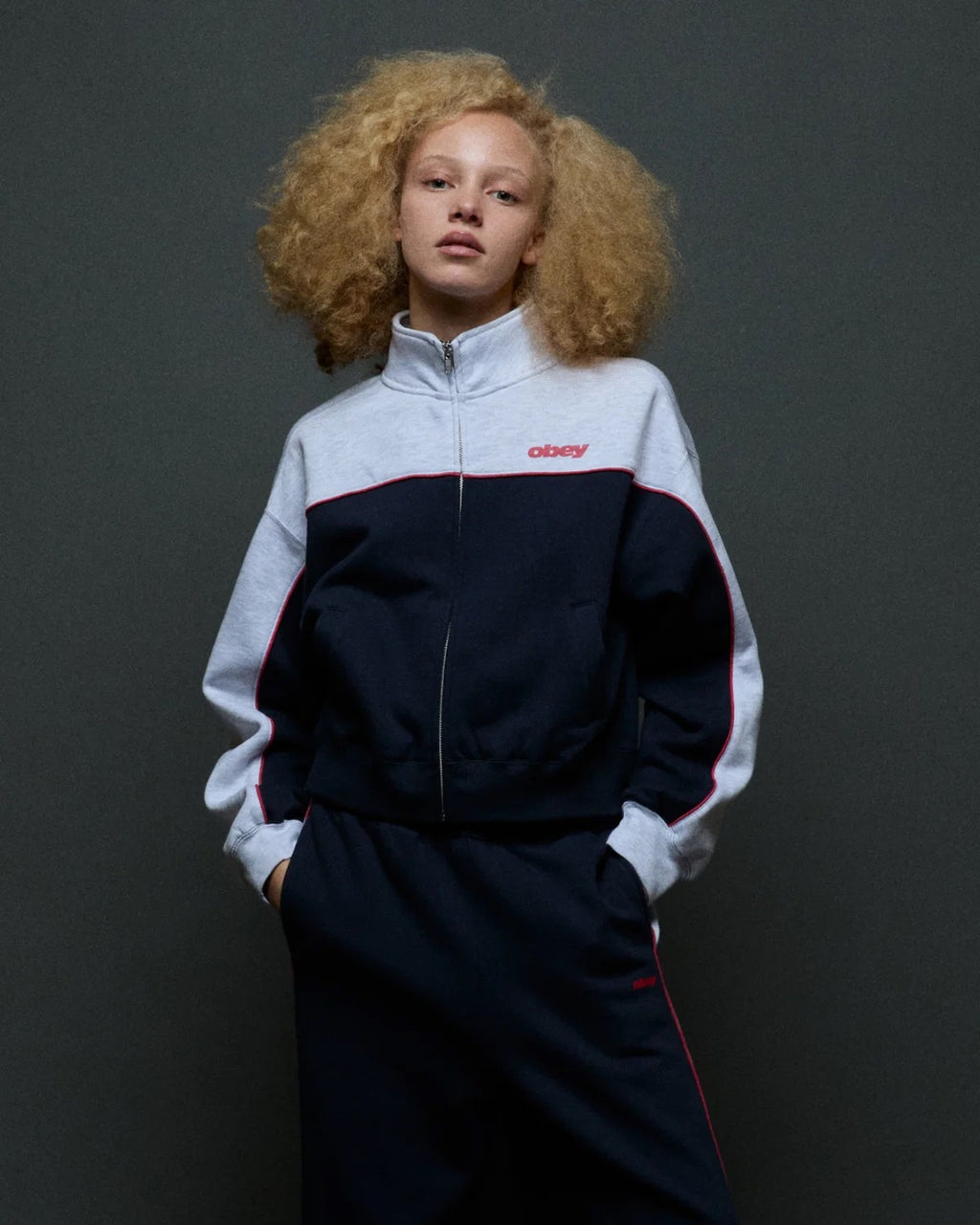 Zeno Mock Neck Zip Up - Dark Navy Multi
