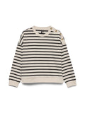 Tony Long Sleeve Button Sweatshirt - Birch/Black Stripe
