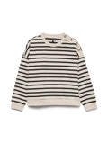 Tony Long Sleeve Button Sweatshirt - Birch/Black Stripe