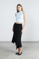 Asymmetric Midi Skirt - Black