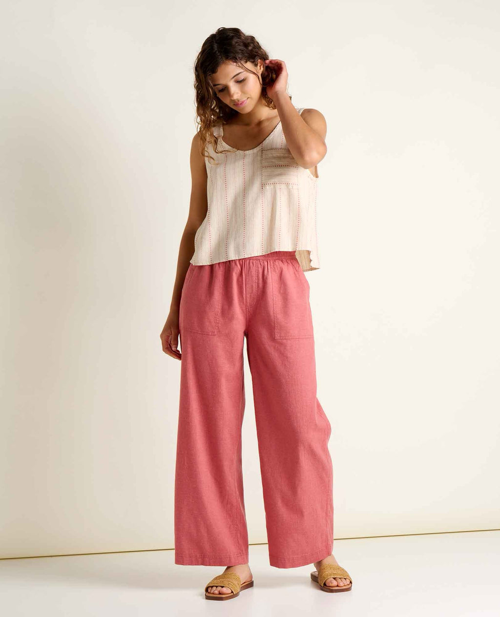 Taj Hemp Button Back Tank - London Fog Dobby
