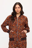 Fall Floral Cord Bomber Jacket