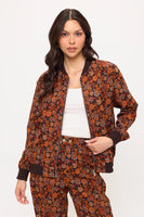 Fall Floral Cord Bomber Jacket