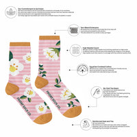 Pink Stripes Floral Mismatched Socks