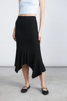 Asymmetric Midi Skirt - Black