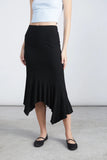 Asymmetric Midi Skirt - Black