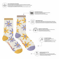 Purple & Yellow Flowers Mismatched Socks