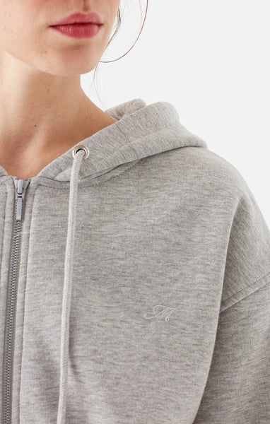 Grey cropped zip up deals