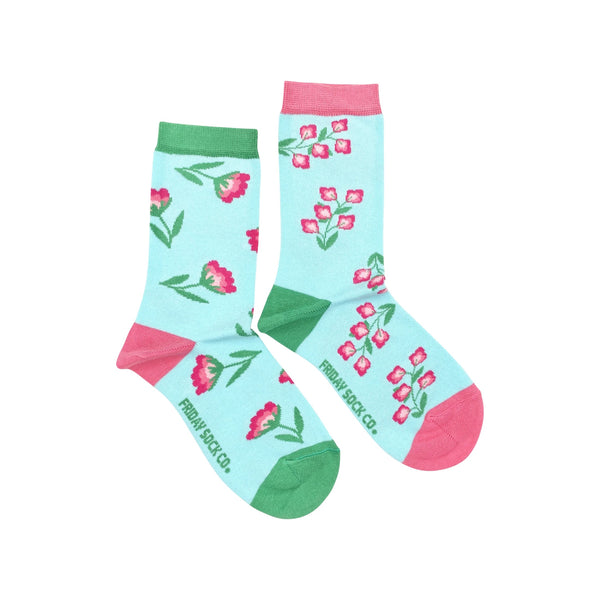 Sweet Pink Flowers Mismatched Socks
