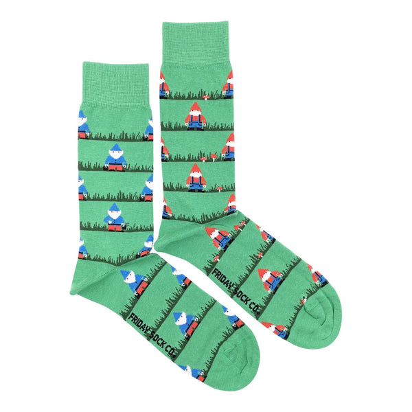 Garden Grandpa Gnomes Mismatched Socks M