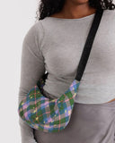 Small Nylon Crescent Bag - Green Star Plaid