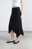 Asymmetric Midi Skirt - Black