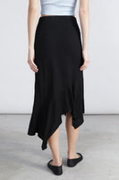 Asymmetric Midi Skirt - Black