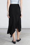 Asymmetric Midi Skirt - Black