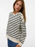 Tony Long Sleeve Button Sweatshirt - Birch/Black Stripe