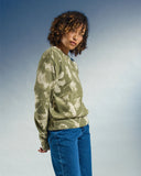 Leaves Crew Sweater - Olive Multi