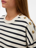 Tony Long Sleeve Button Sweatshirt - Birch/Black Stripe