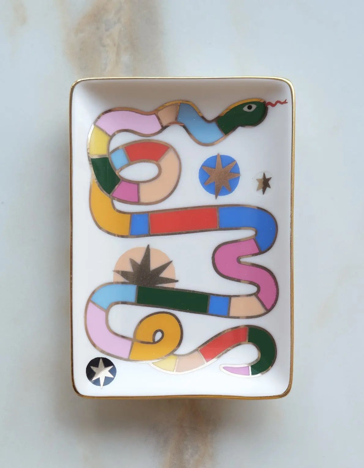 Rainbow Snake Porcelain Trinket Dish