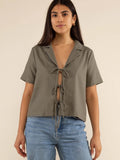 Nico Short Sleeve Tie Blouse