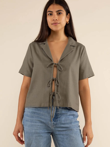 Nico Short Sleeve Tie Blouse