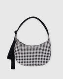 Medium Nylon Crescent Bag - Black & White Gingham