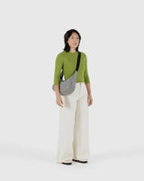 Medium Nylon Crescent Bag - Black & White Gingham