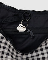 Medium Nylon Crescent Bag - Black & White Gingham