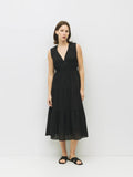 The Cora Gathered Neck Dress - Black