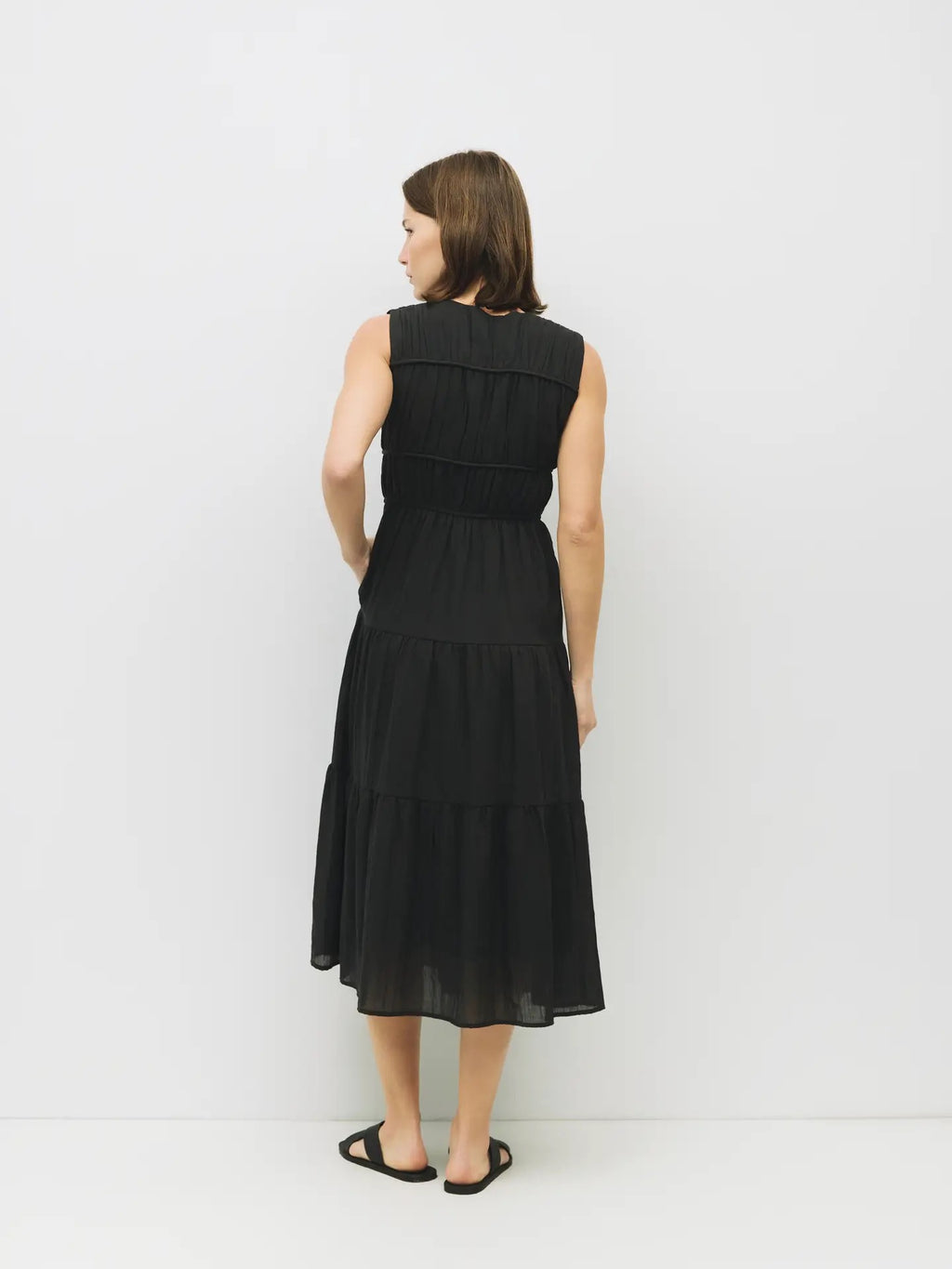 The Cora Gathered Neck Dress - Black