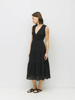 The Cora Gathered Neck Dress - Black